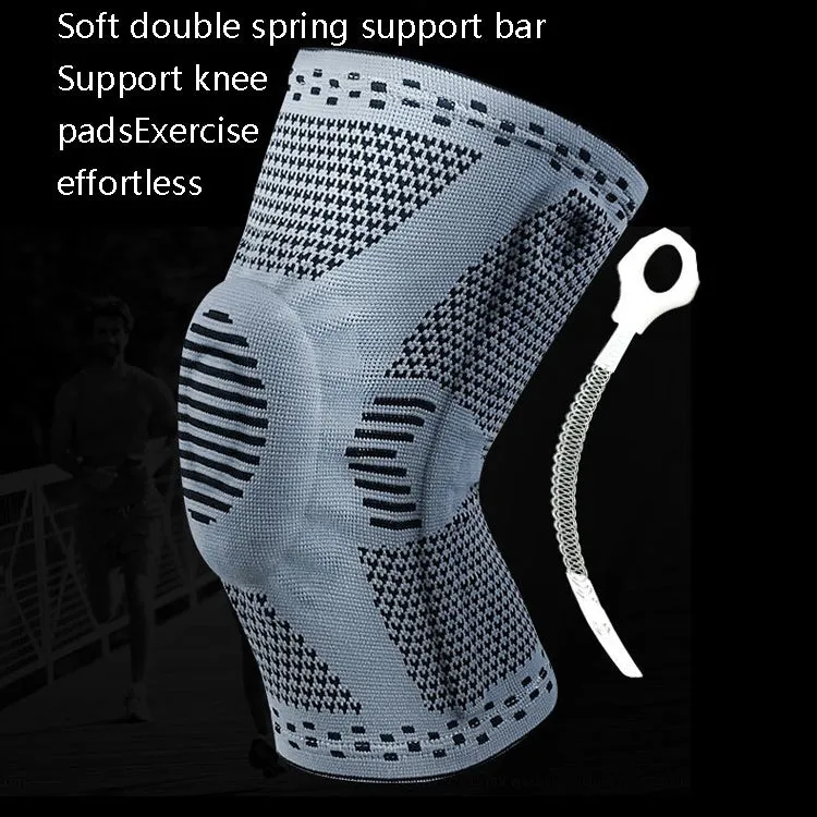 Sports Knee Pads Anti-Collision Support Compression Keep Warm Leg Sleeve Knitting Basketball Running Cycling Protective Gear, Size: L(Gray)