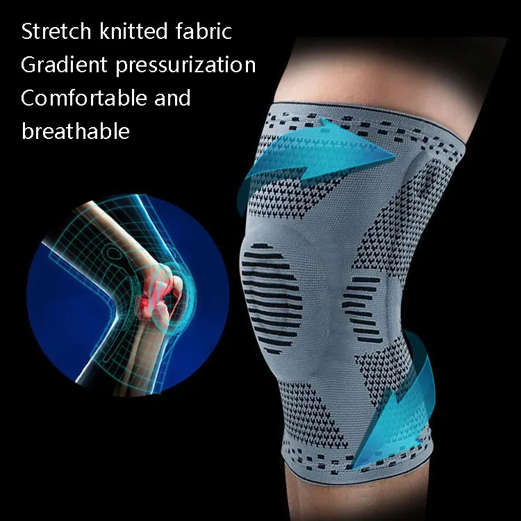 Sports Knee Pads Anti-Collision Support Compression Keep Warm Leg Sleeve Knitting Basketball Running Cycling Protective Gear, Size: L(Gray)