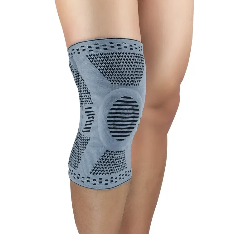 Sports Knee Pads Anti-Collision Support Compression Keep Warm Leg Sleeve Knitting Basketball Running Cycling Protective Gear, Size: L(Gray)