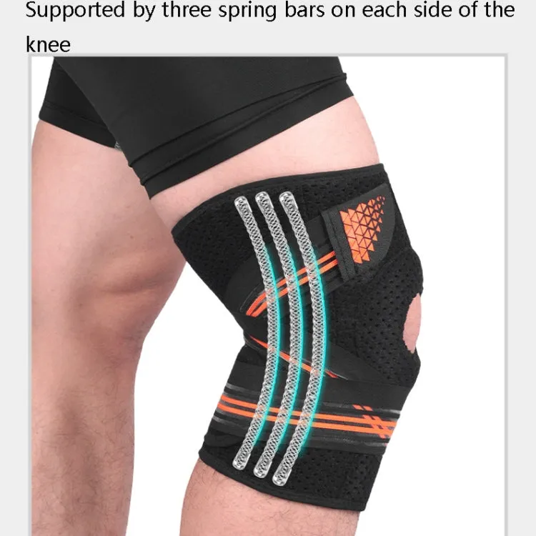 Sports Spring Supported Knee Brace Compression Protection Patella Riding Protective Gear, One Size(Black / Red)