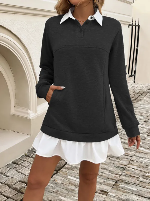 Sporty Polo Neck Mini Dress