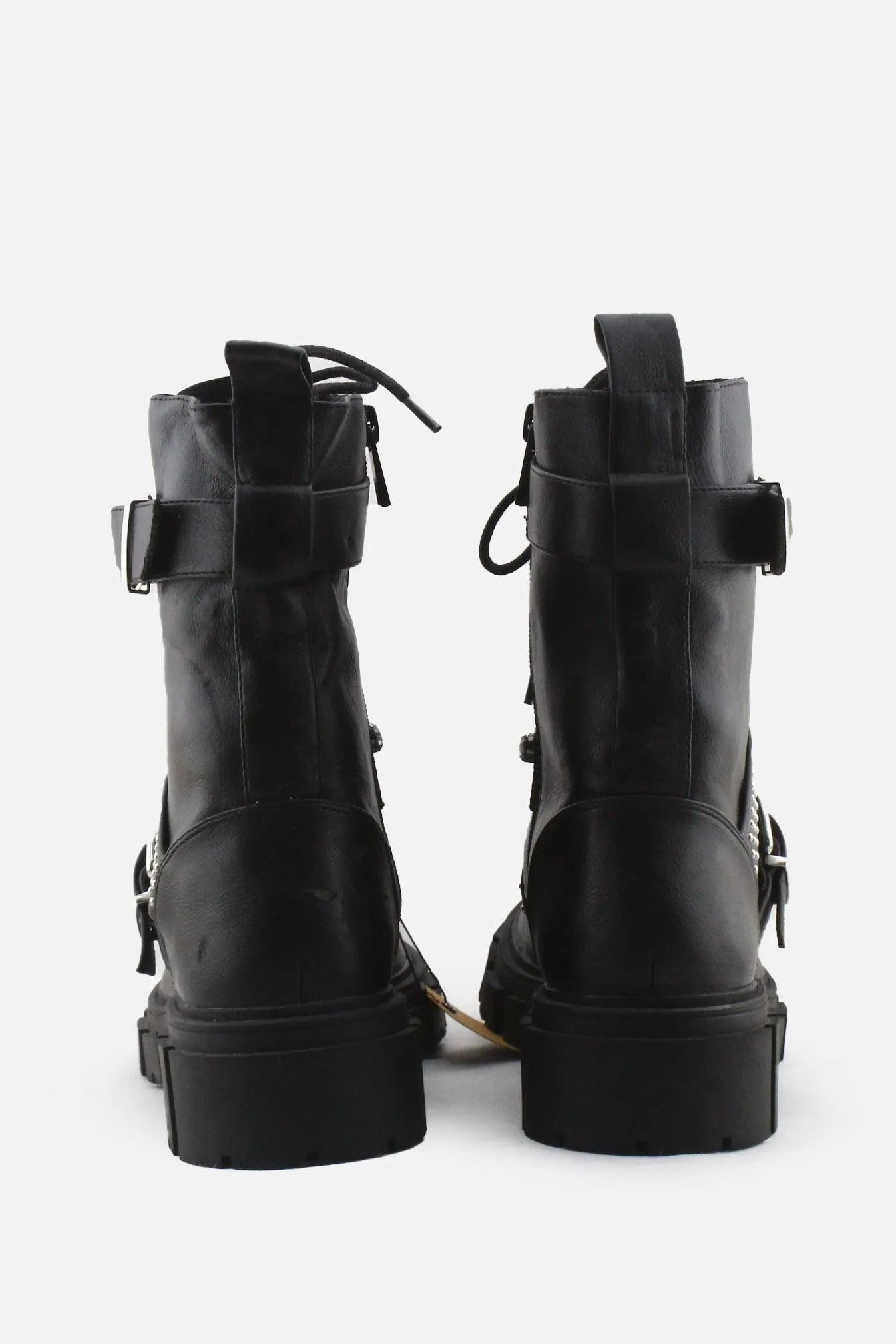 Stradivarius Zipper Laces Studs Buckle Straps Ankle Boots | 100% Authentic Leather