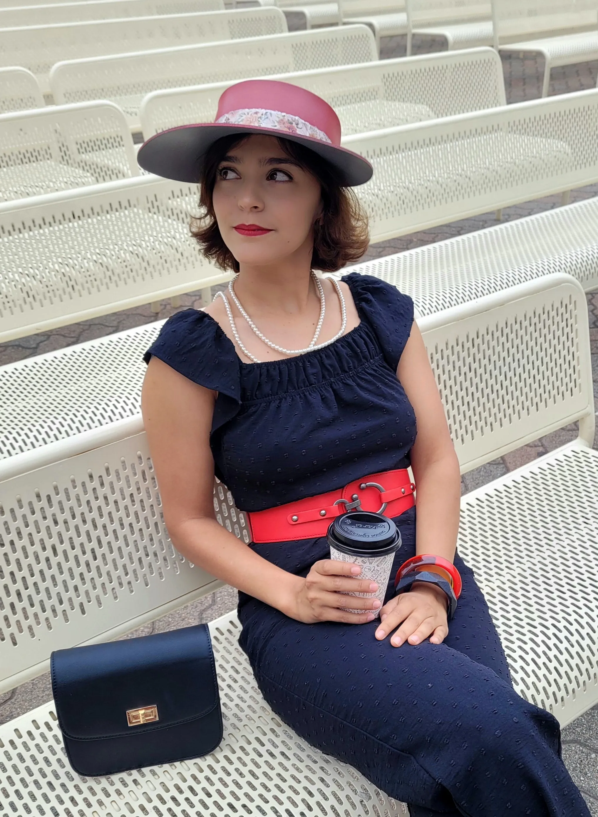 Tall LadyEVA Visor Hat - Crinkled Red with Floral Band