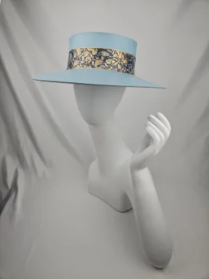 Tall Light Blue "LadyEVA" Visor Hat with Navy and Gold Band