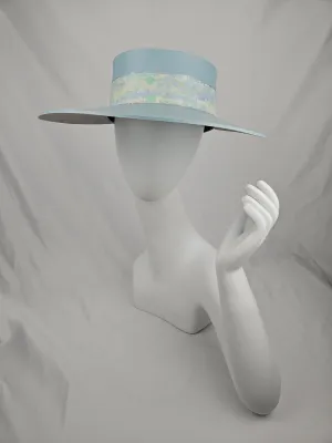 Tall Light Blue "LadyEVA" Visor Hat with Pastel Green Light Blue Band