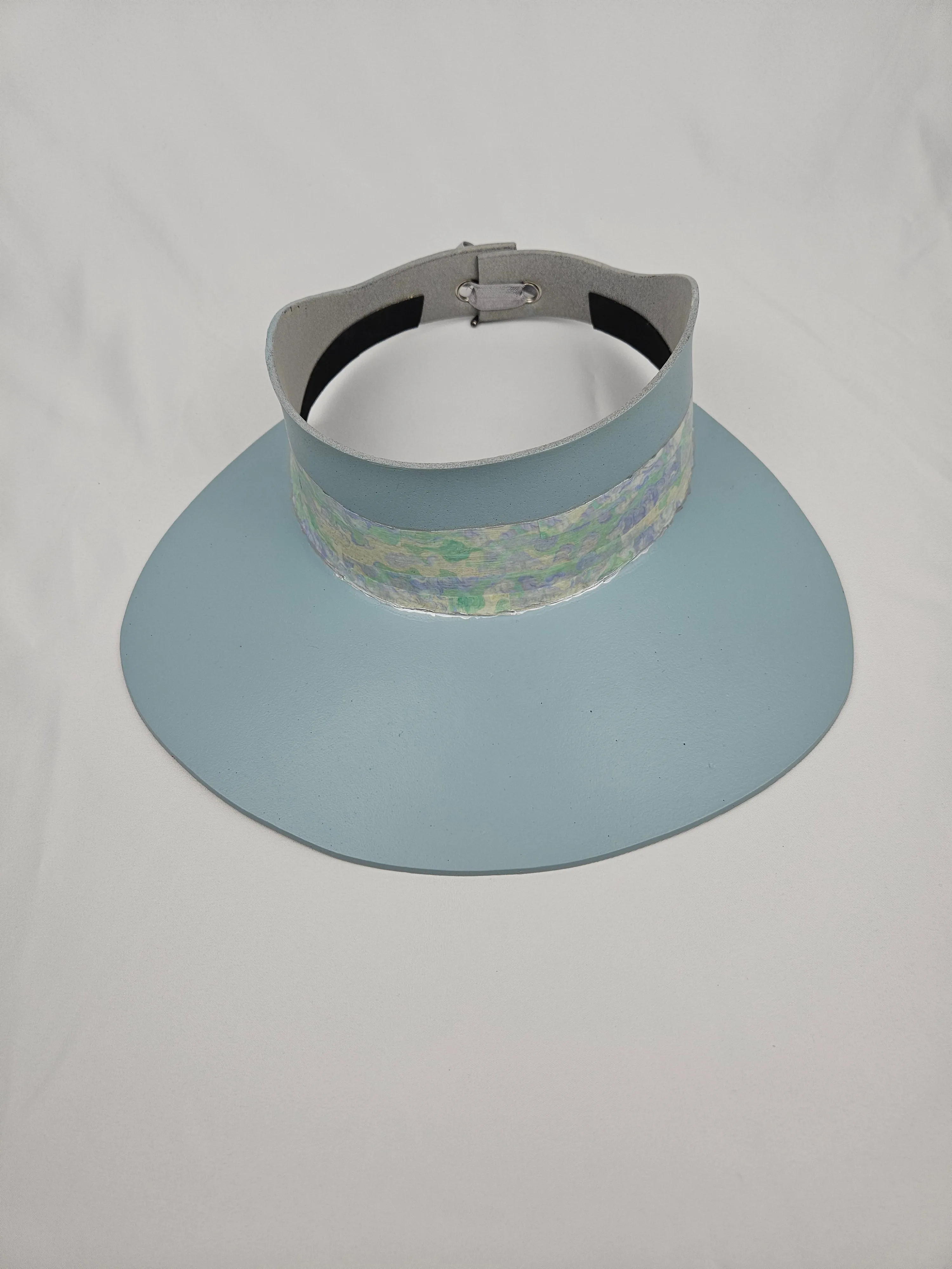 Tall Light Blue "LadyEVA" Visor Hat with Pastel Green Light Blue Band