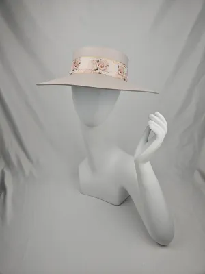 Tall Light Pink "LadyEVA" Visor Hat with Floral Band