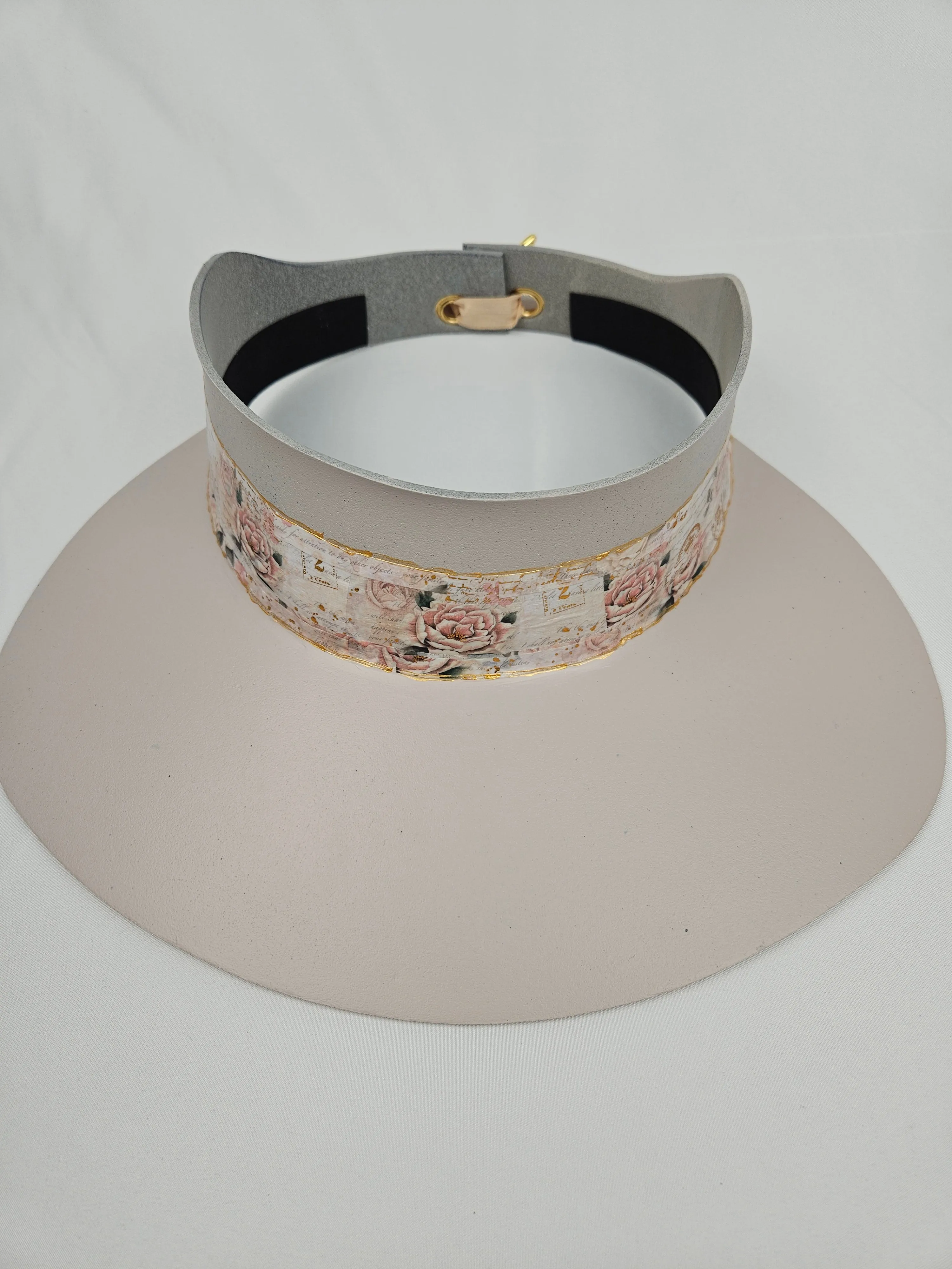 Tall Light Pink "LadyEVA" Visor Hat with Floral Band