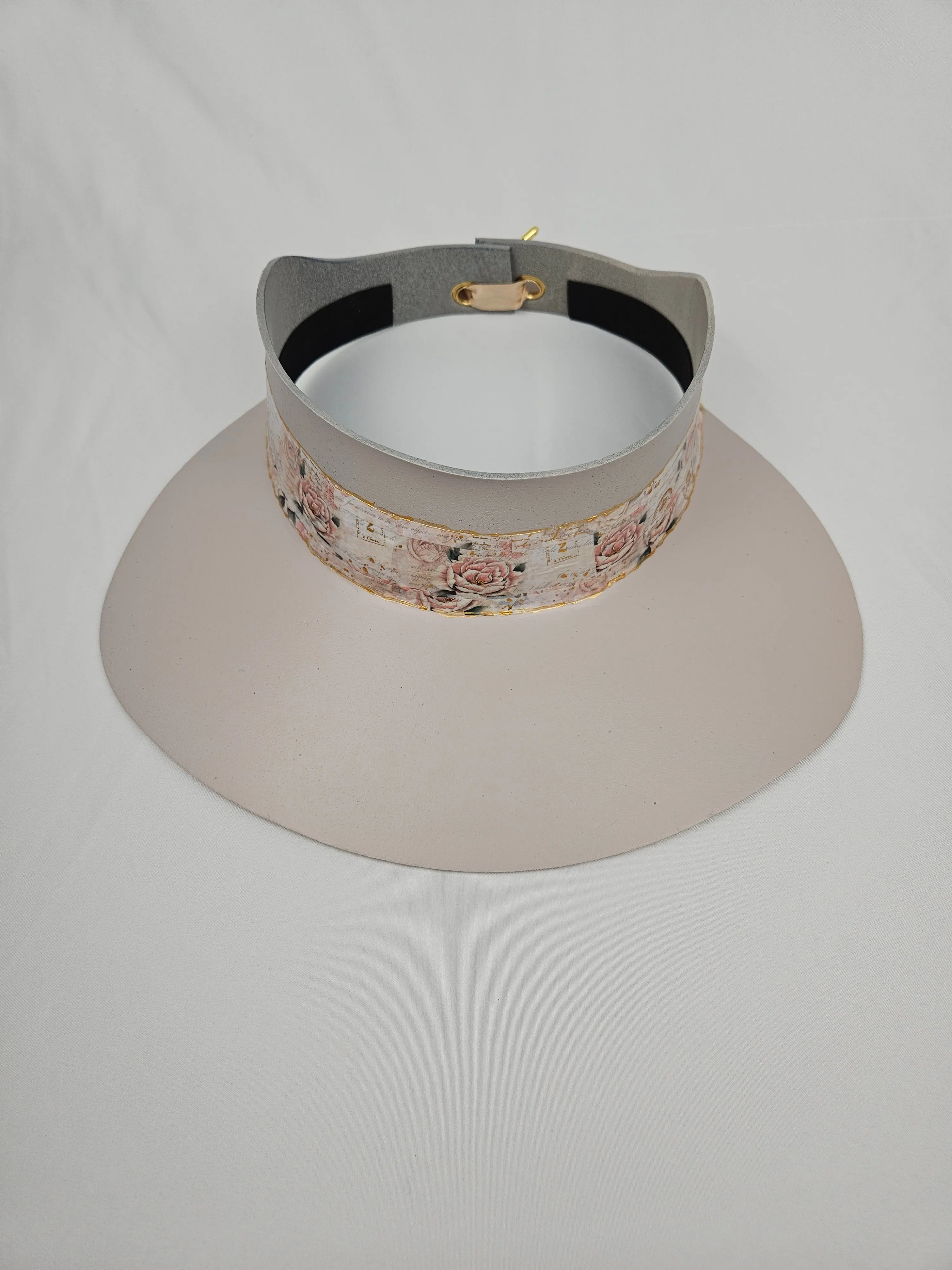 Tall Light Pink "LadyEVA" Visor Hat with Floral Band