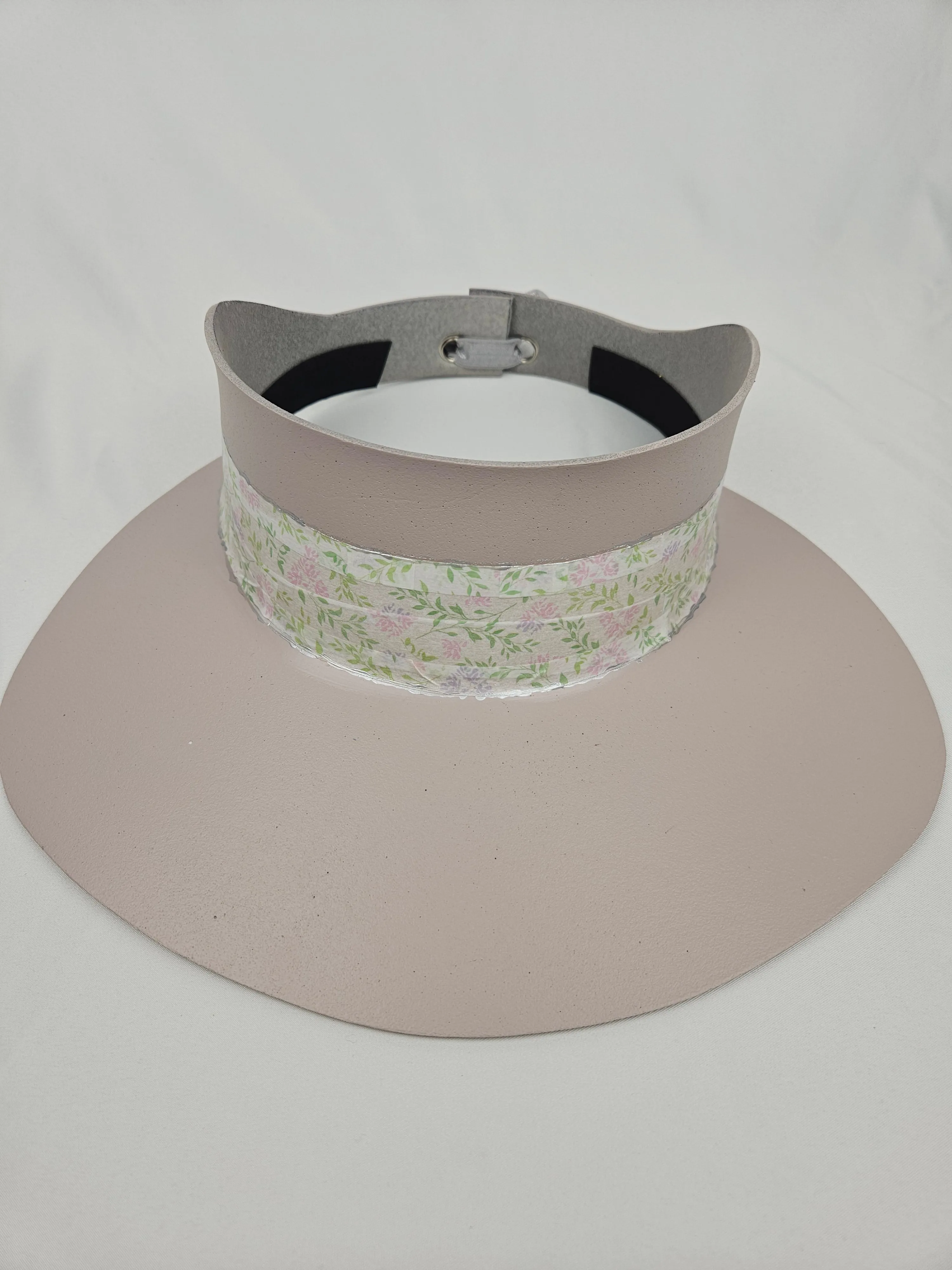 Tall Light Pink "LadyEVA" Visor Hat with Pastel Floral Band