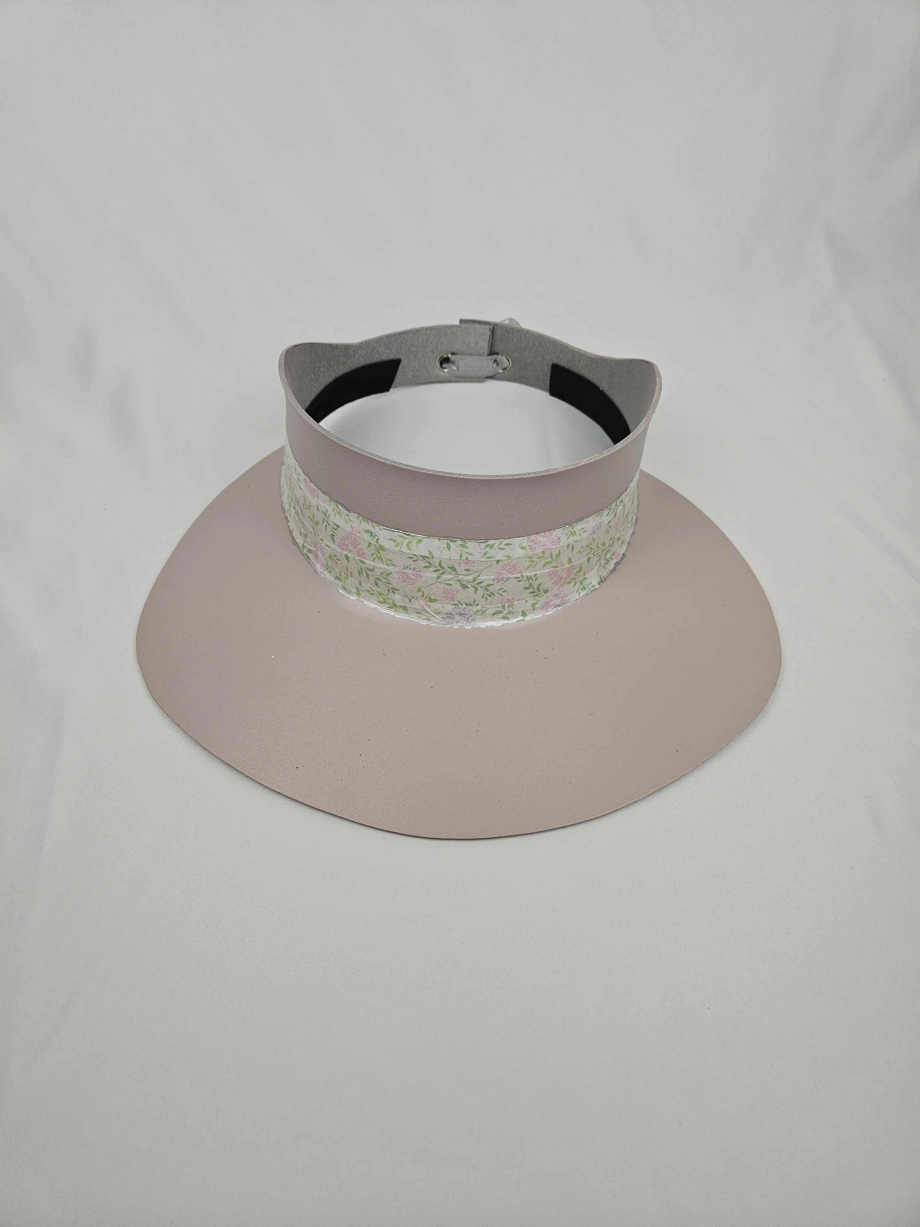 Tall Light Pink "LadyEVA" Visor Hat with Pastel Floral Band