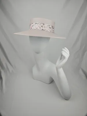 Tall Light Pink "LadyEVA" Visor Hat with Pink Floral Band