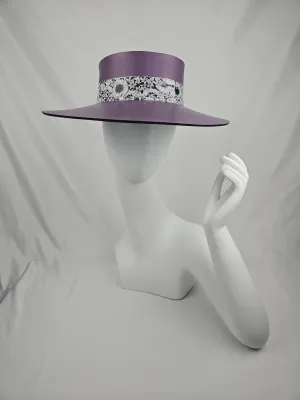 Tall Purple LadyEVA Visor Hat with Black and White Floral Band