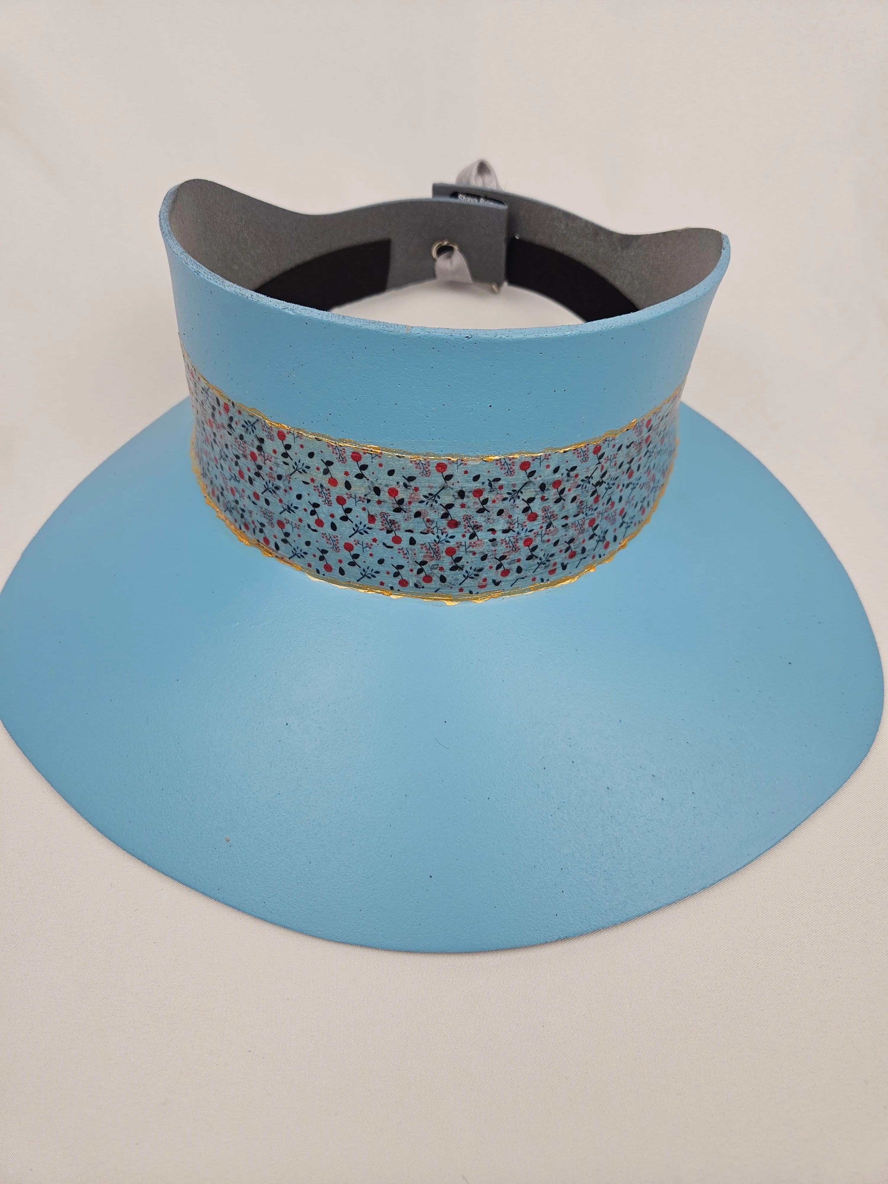 Tall Sky Blue "LadyEVA" Visor Hat with Delicate Floral Band