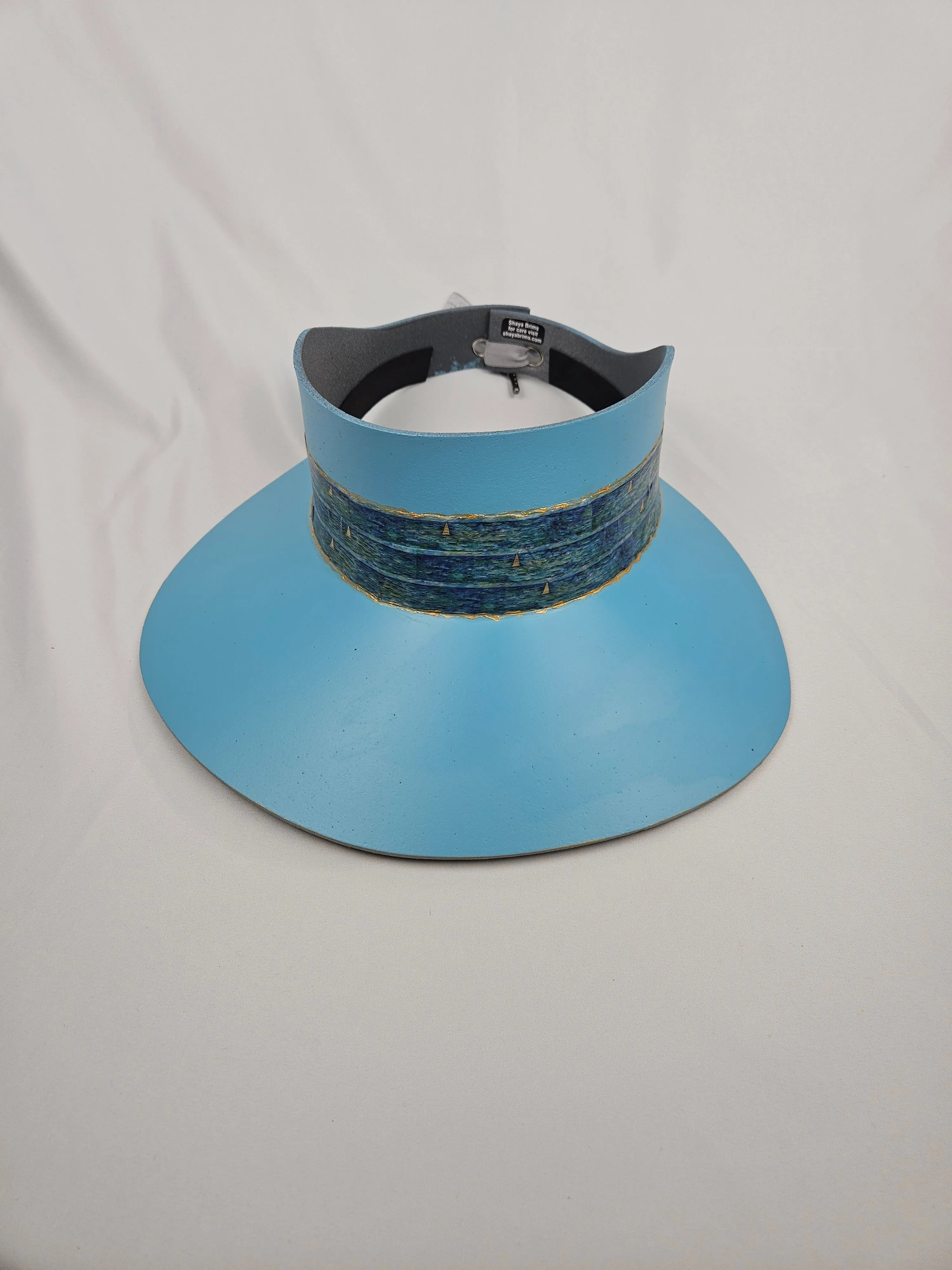 Tall Sky Blue "LadyEVA" Visor Hat with Green Monet Style Band