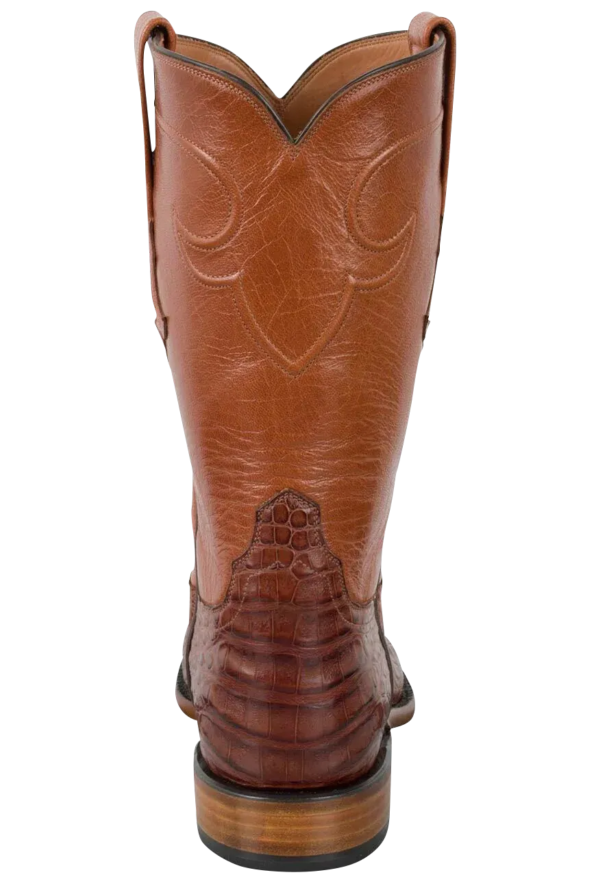 Tony Lama Men's Signature Series Caiman Belly Roper Boots - Cognac