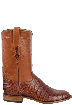 Tony Lama Men's Signature Series Caiman Belly Roper Boots - Cognac