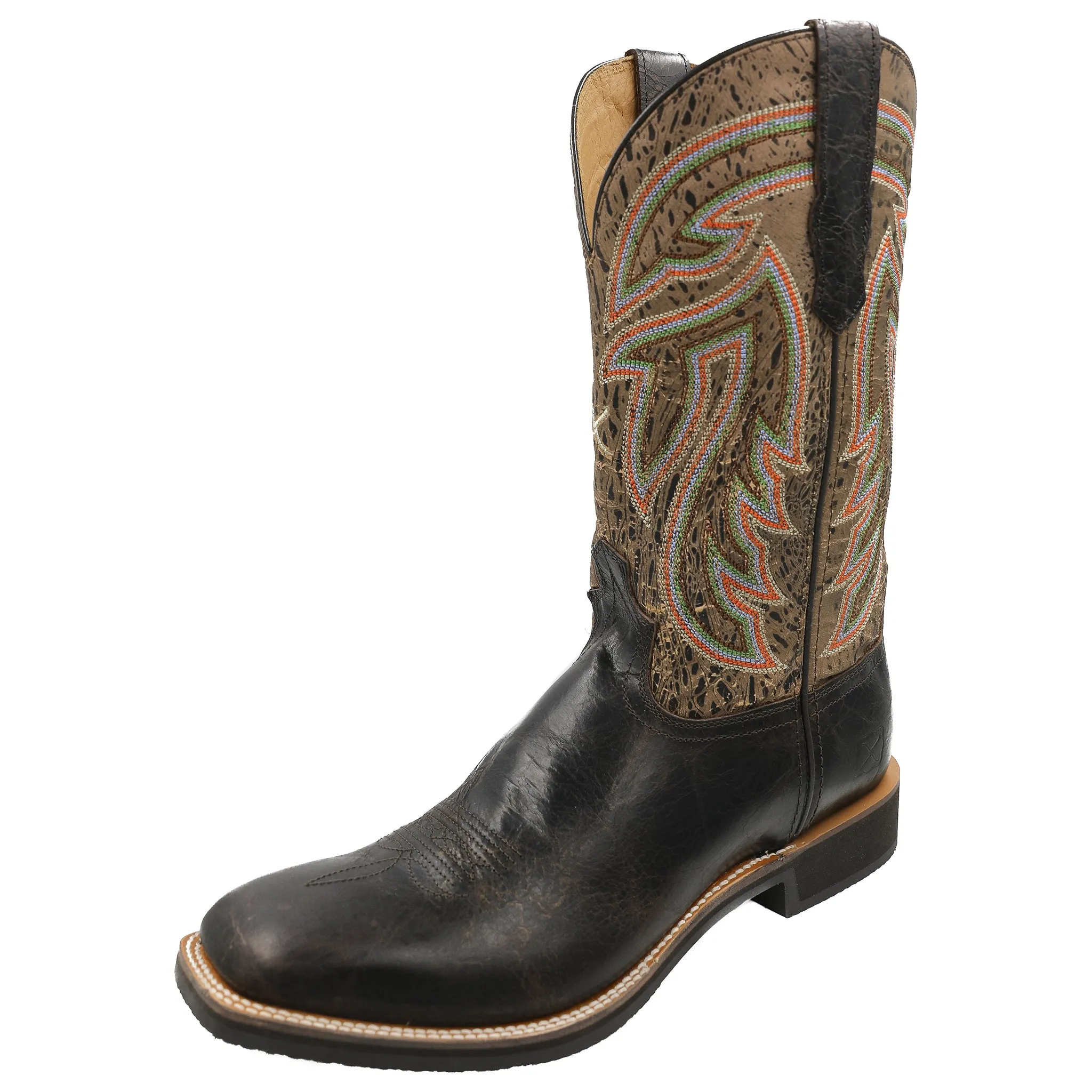 'Twisted X' Men's 11" Silver Buckle Rancher - Chocolate Shrunken Grain / Brown Tan