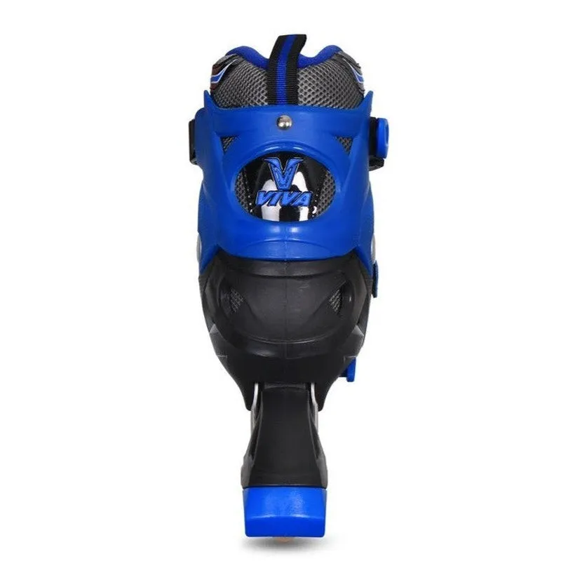 Viva Inline Skates with Adjustable Roller Blades 68MM (Size: 2-4.5) | 8 - 12 Years (Blue, Black)