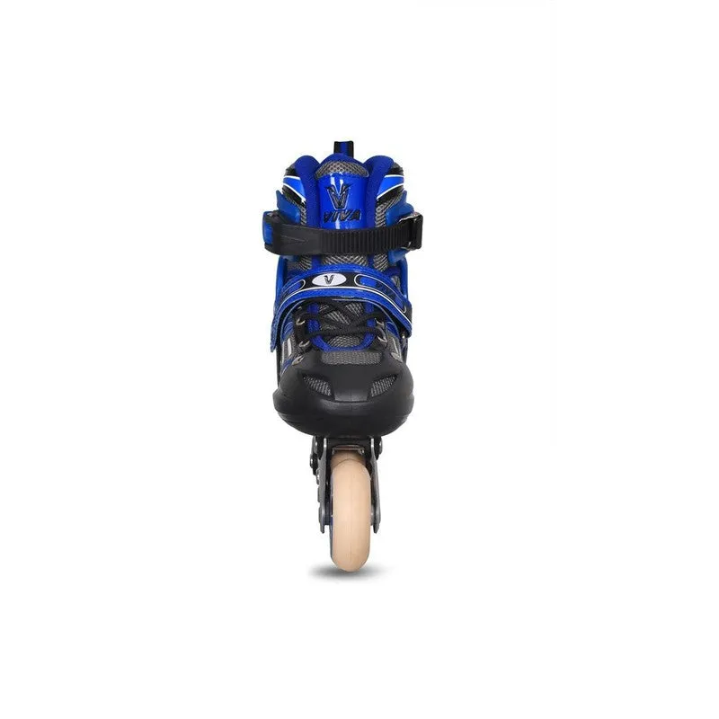 Viva Inline Skates with Adjustable Roller Blades 68MM (Size: 2-4.5) | 8 - 12 Years (Blue, Black)