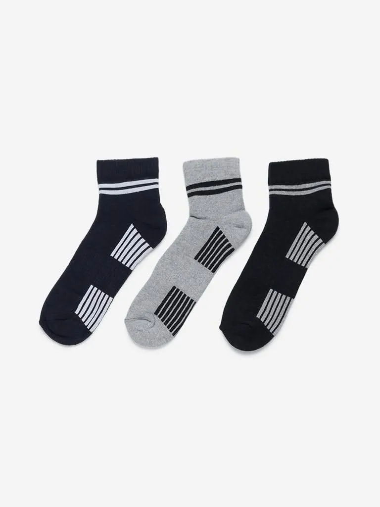 WES Lounge Navy Trainer Socks Set of Three