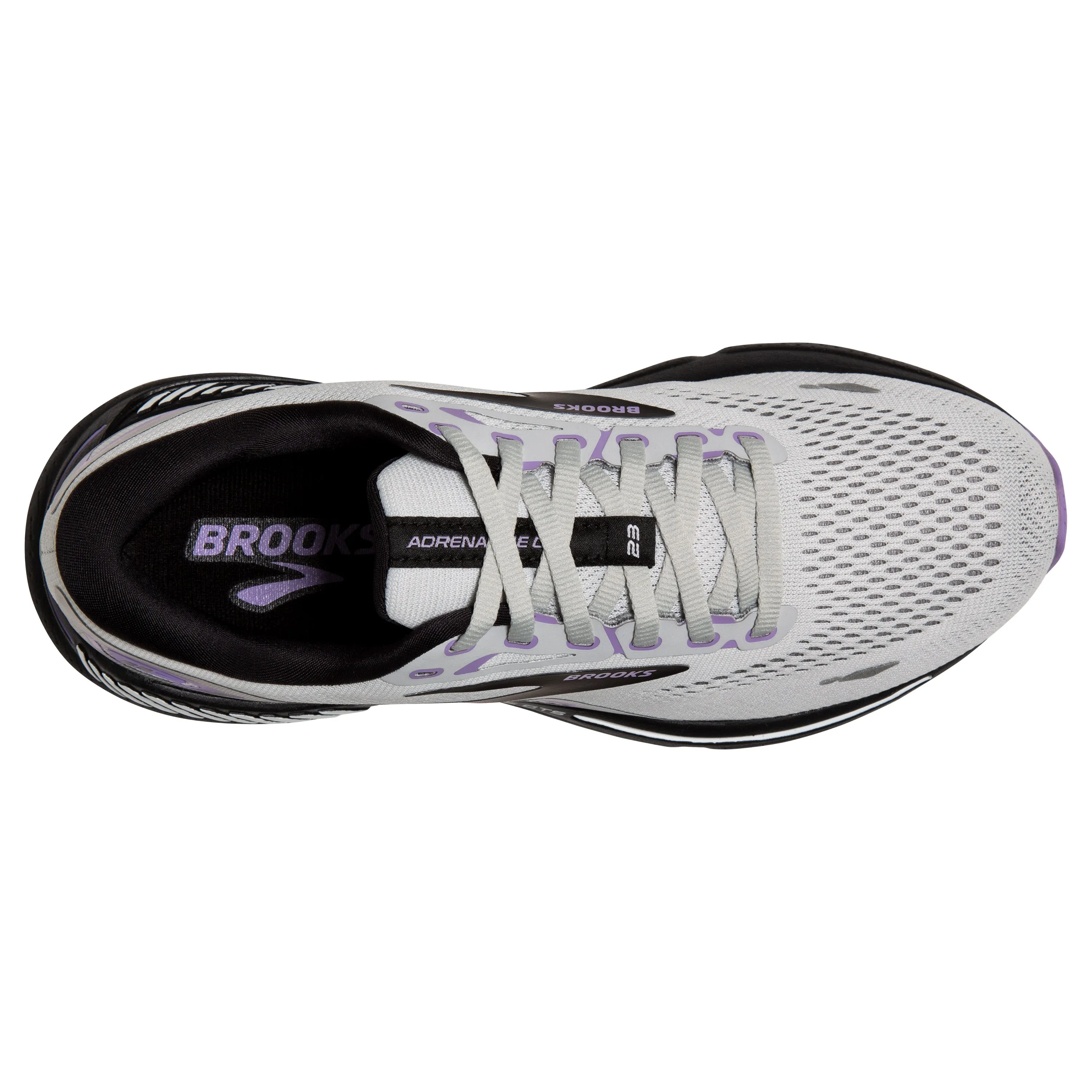 Women's Brooks Adrenaline GTS 23 Color: Grey/Black/Purple (WIDE WIDTH)