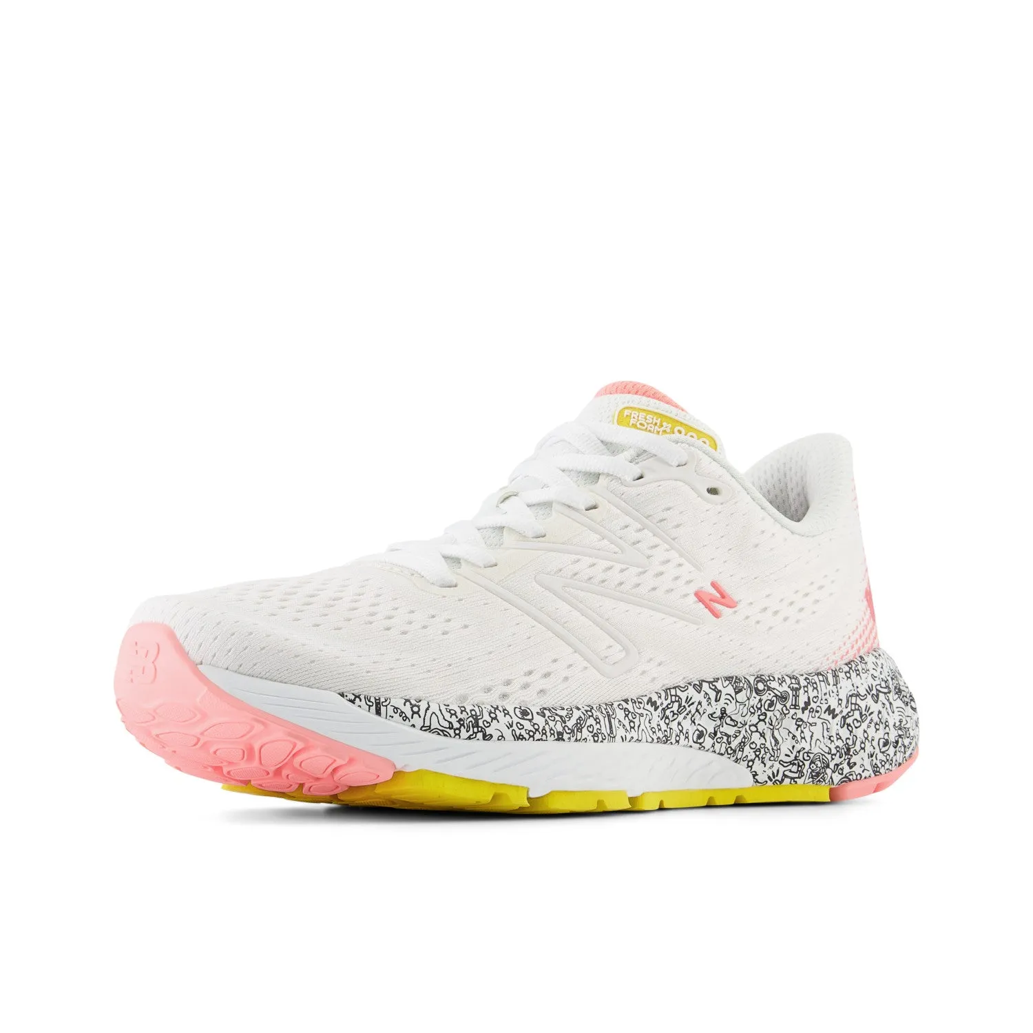 Women's New Balance Fresh Foam X 880v13 Find Your Start Color: White with Grapefruit