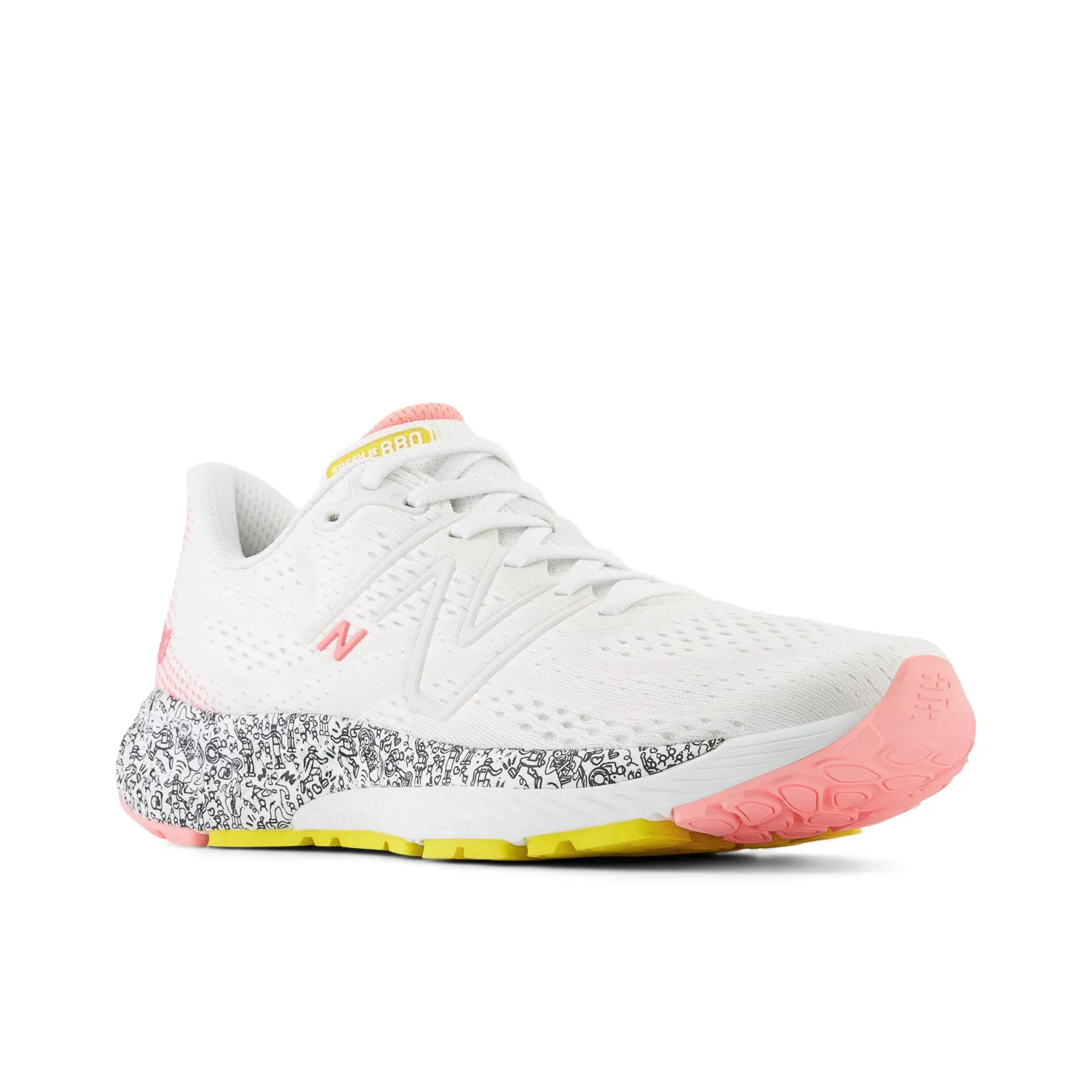 Women's New Balance Fresh Foam X 880v13 Find Your Start Color: White with Grapefruit