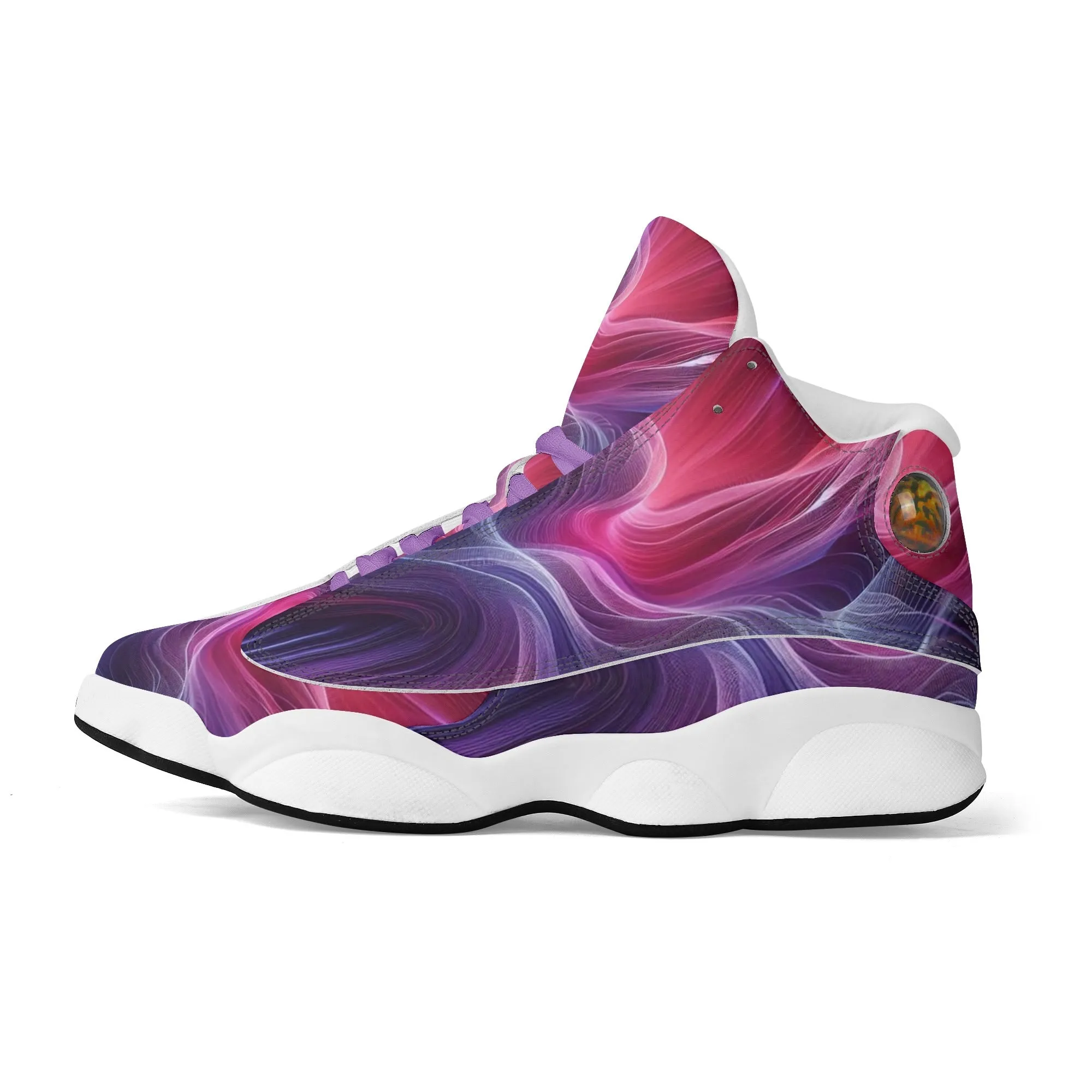 Womens Purple Swirl PU Leather Athletic Shoes