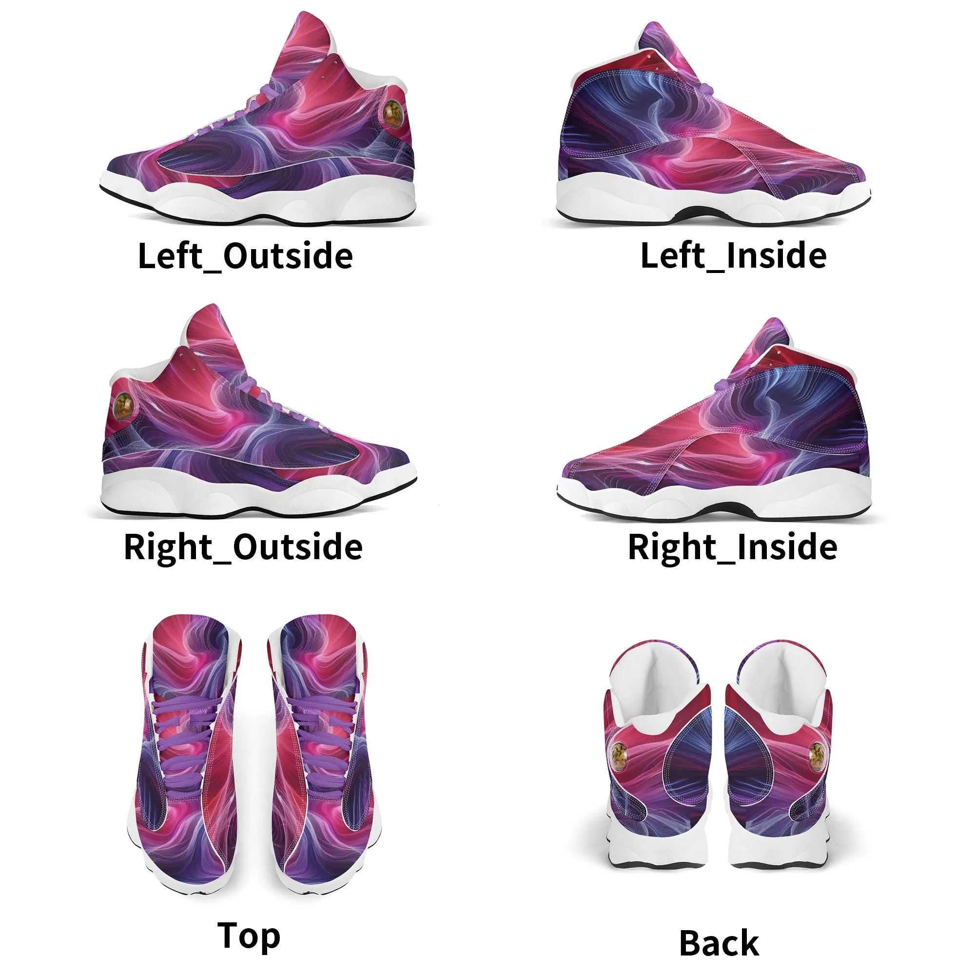 Womens Purple Swirl PU Leather Athletic Shoes